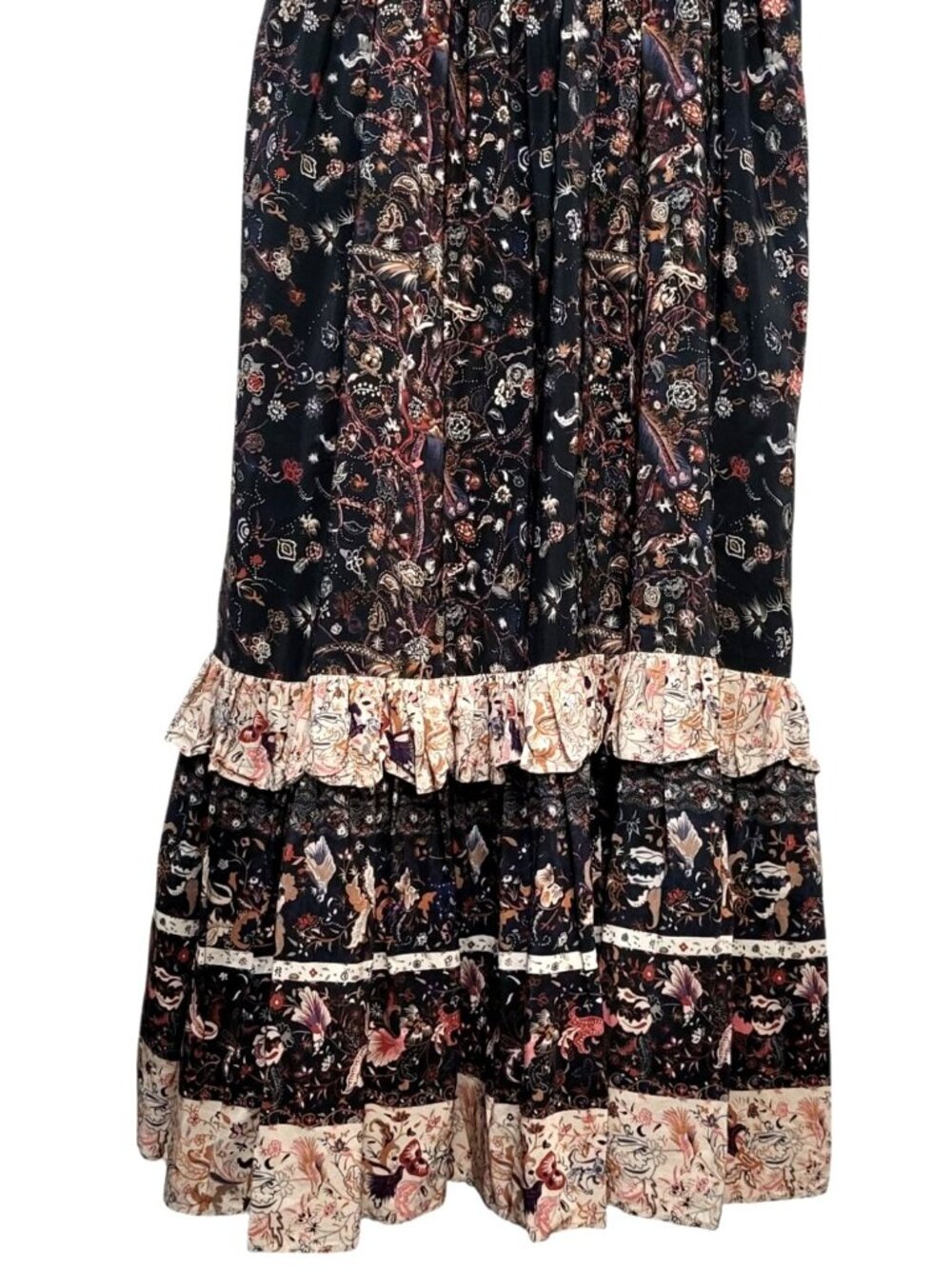 Ulla Johnson Zanna Silk Dress MIdnight Floral Ruffle Midi - Picture 10 of 15